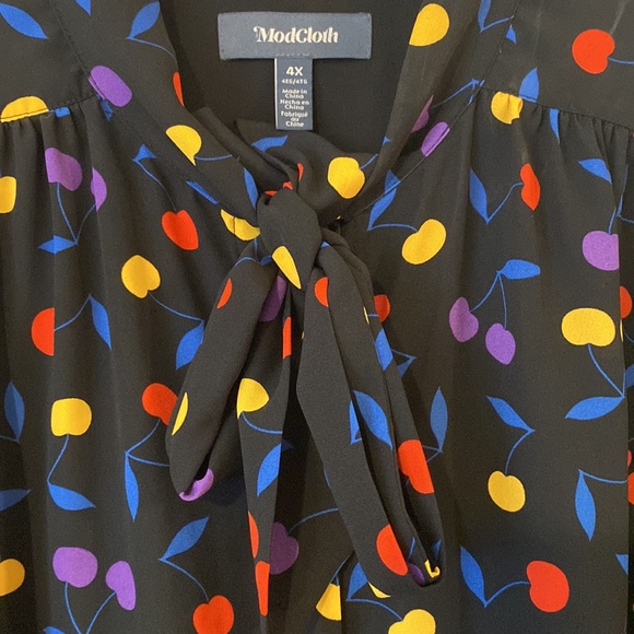 ModCloth Cherry Print Blouse 4X - Picture 7 of 11